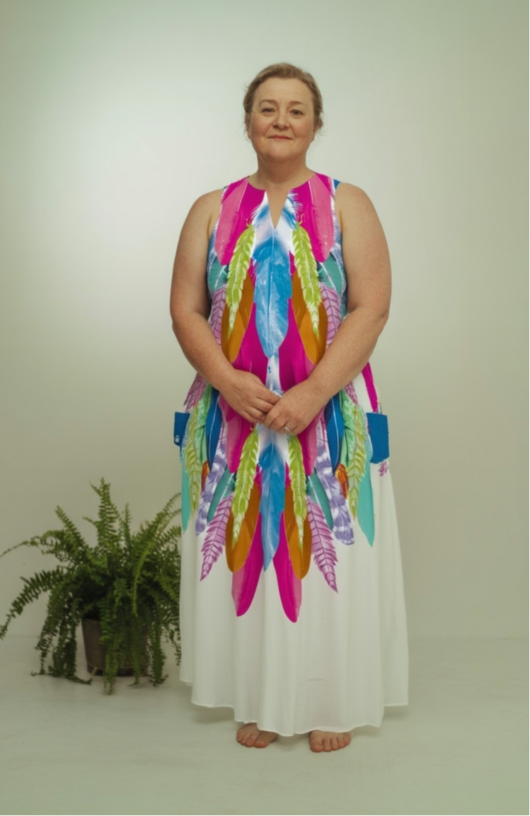 SIENNA | RAINBOW FEATHER MAXI DRESS