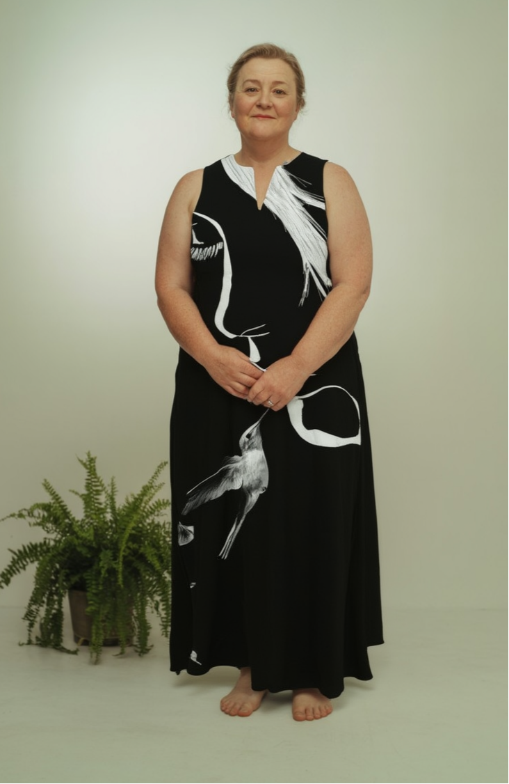 MAURA | MONOCHROME BIRD MAXI DRESS