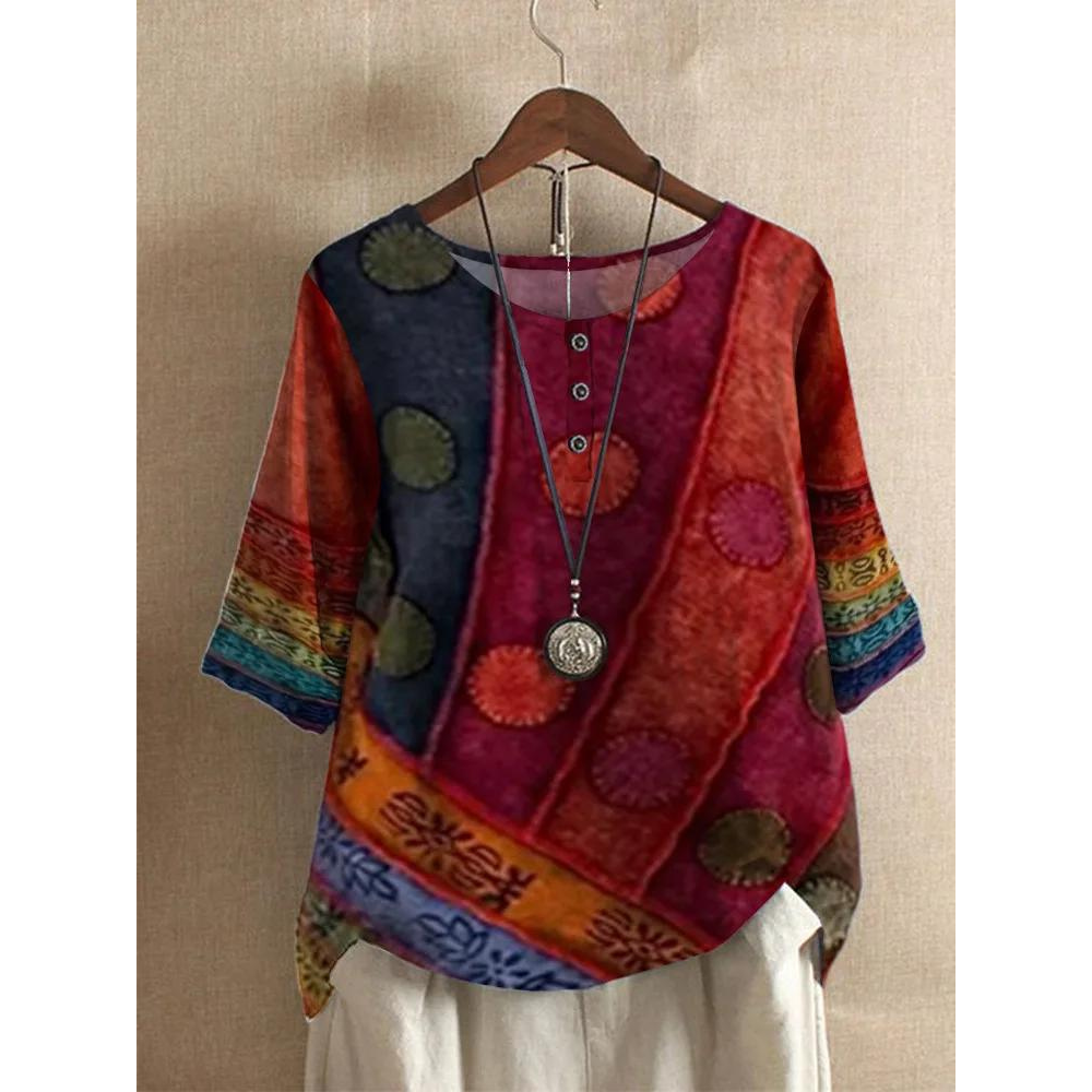 MIRABEL | BOHO COLORBLOCK BLOUSE