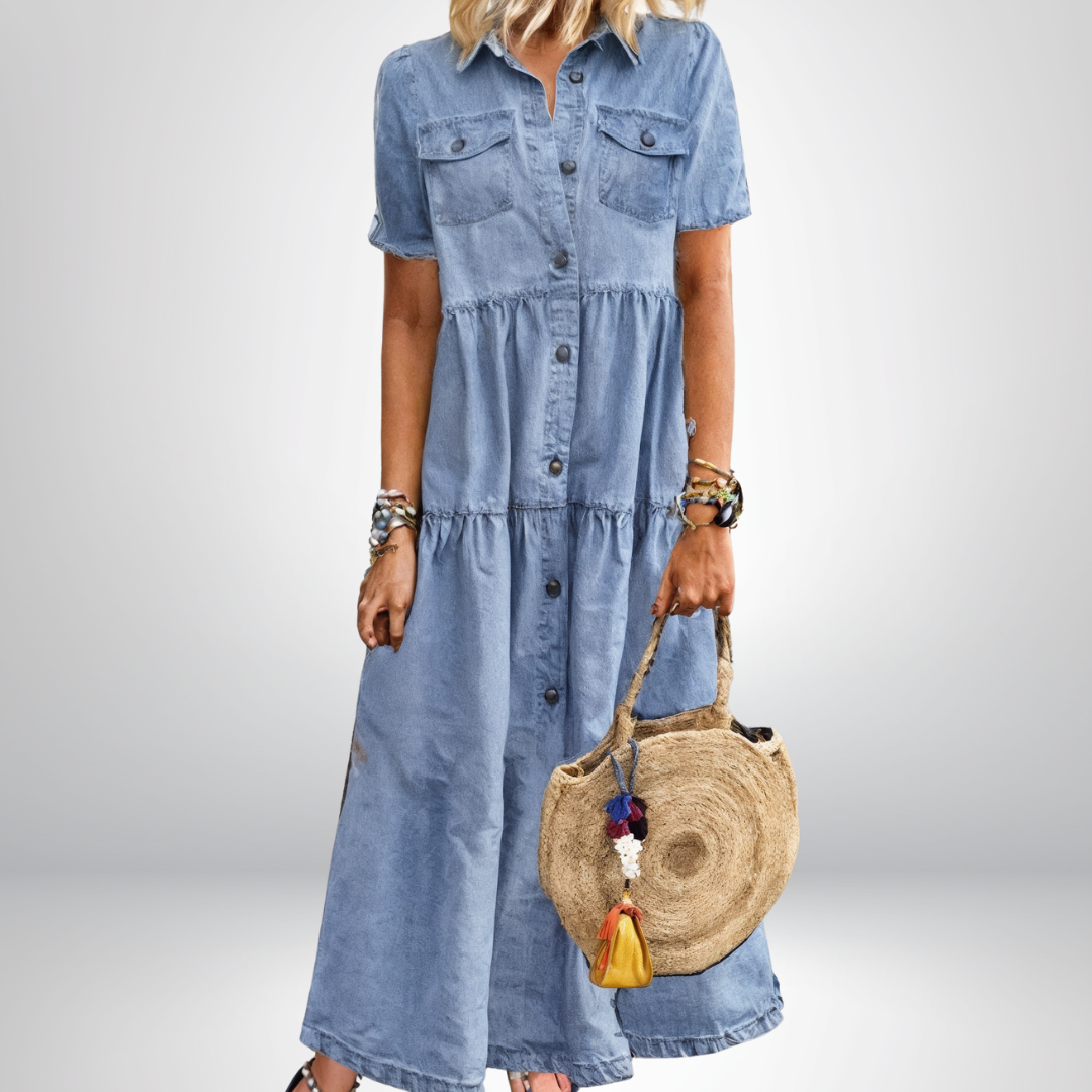 FALLON | TIERED MAXI DENIM DRESS