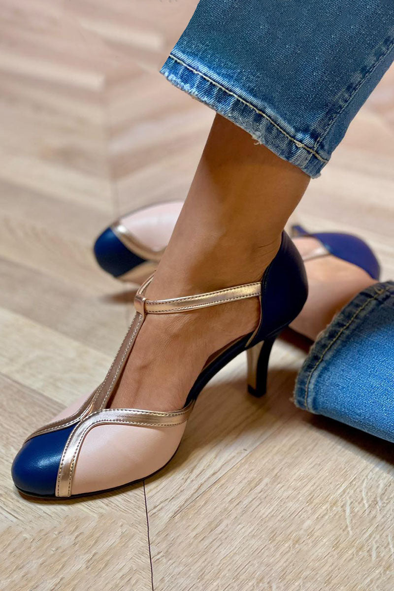ISLA | NAVY T-STRAP HEELS