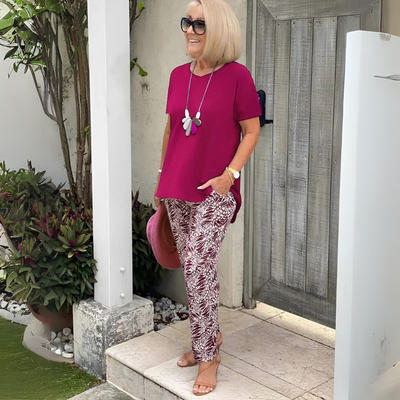 GEORGIE | NAVY PALM PANTS SET