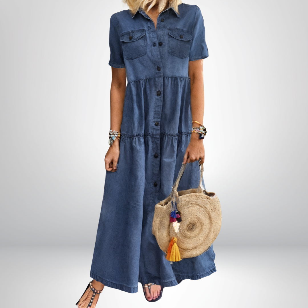 FALLON | TIERED MAXI DENIM DRESS