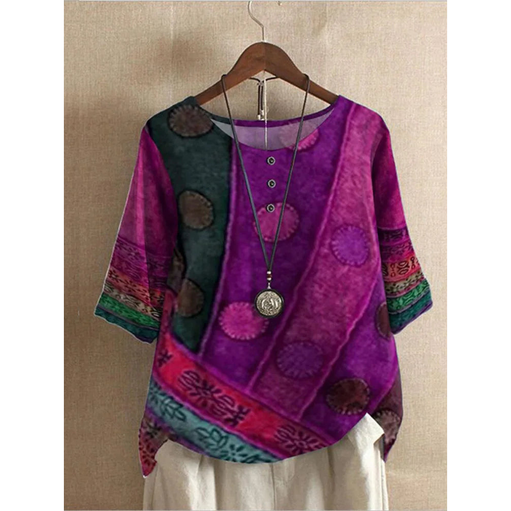 MIRABEL | BOHO COLORBLOCK BLOUSE