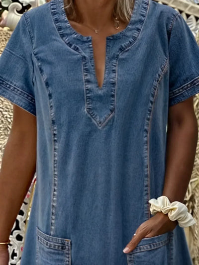 BRYNLEE | POCKET FRONT DENIM DRESS