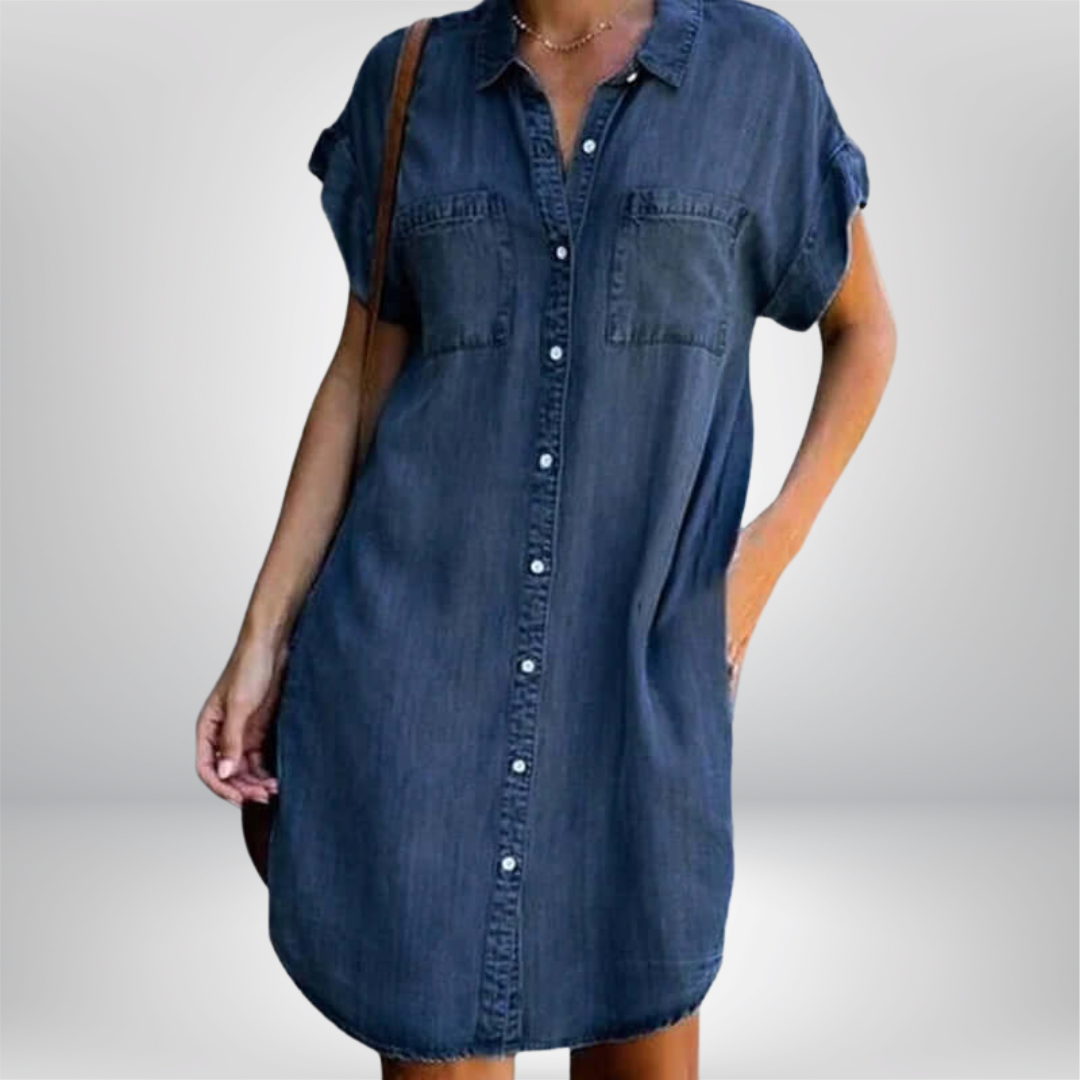 MILA | CAP SLEEVE DENIM DRESS