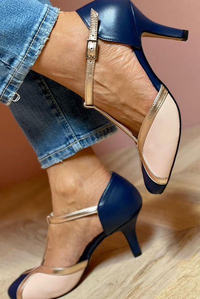 ISLA | NAVY T-STRAP HEELS