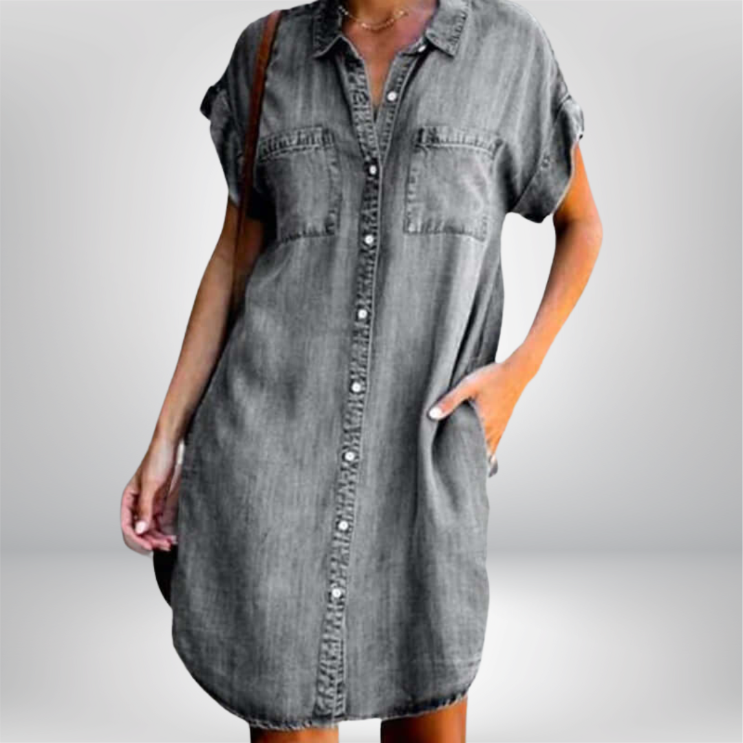 MILA | CAP SLEEVE DENIM DRESS