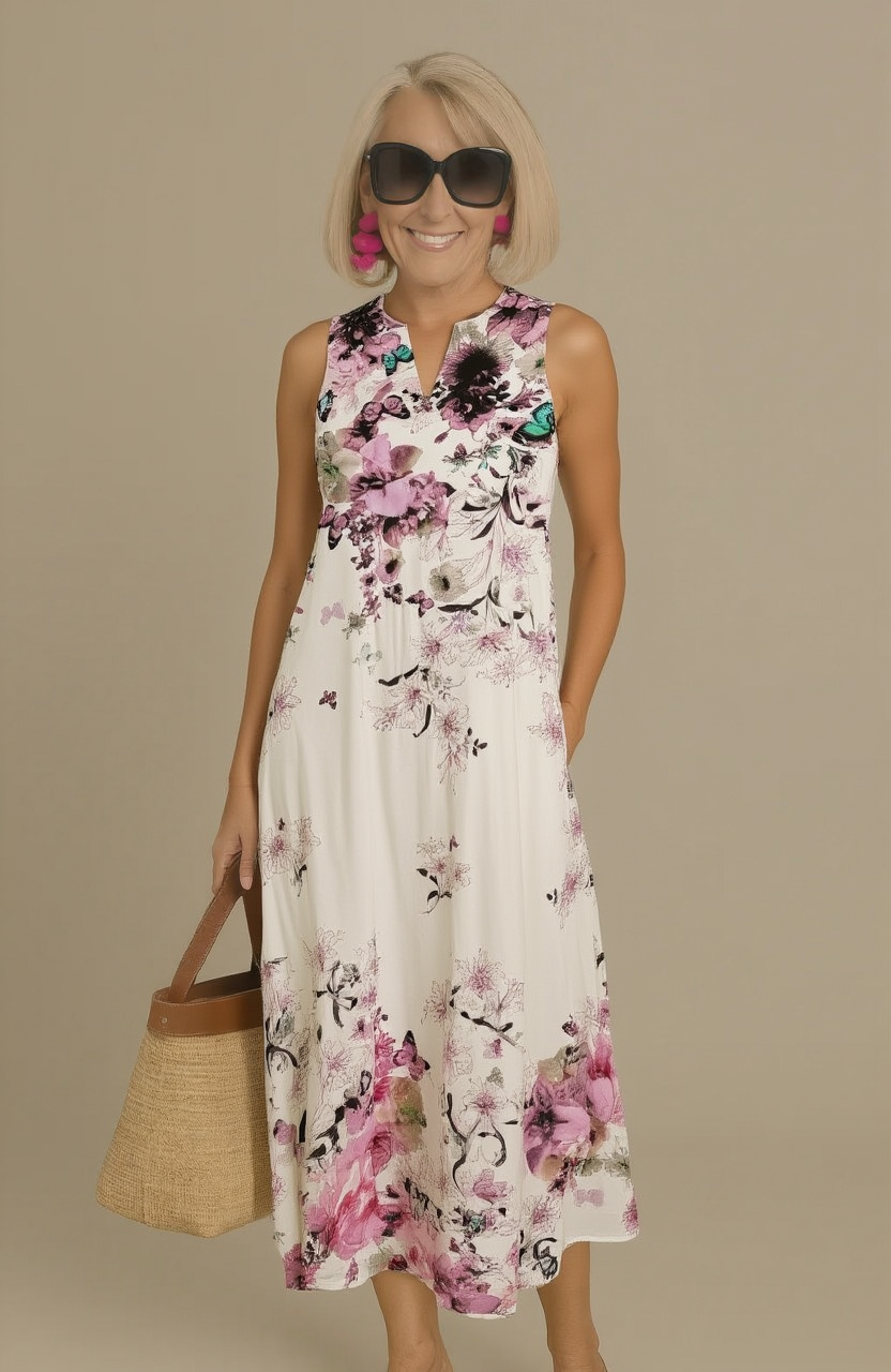 ARIELLE | PINK BLOSSOM MIDI DRESS
