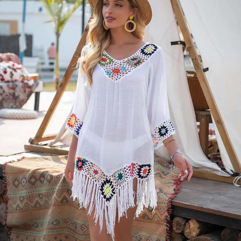 LANA | CROCHET TRIM FRINGE COVER-UP