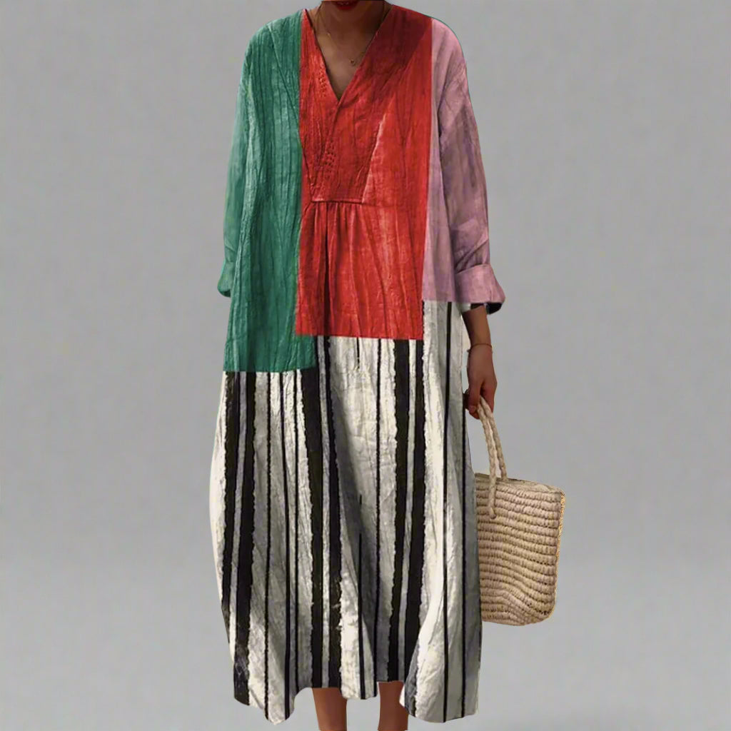 HARRIET | COLORBLOCK STRIPE MAXI DRESS