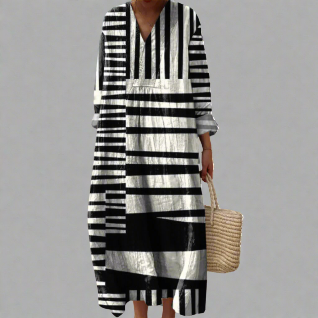 ZARAH | BLACK STRIPE MAXI DRESS