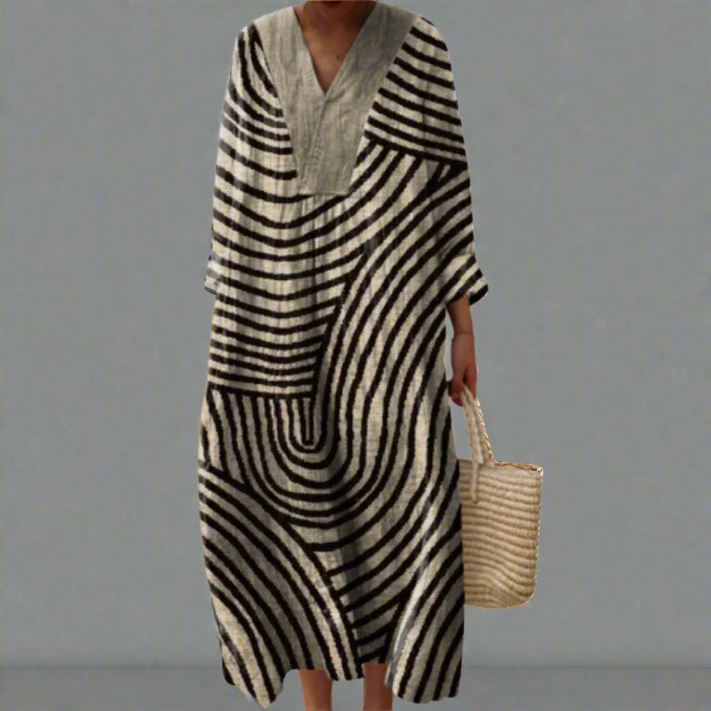 AYLA | ABSTRACT STRIPE MAXI DRESS