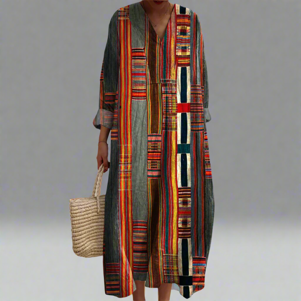 KAIA | MULTICOLOR STRIPE MAXI DRESS