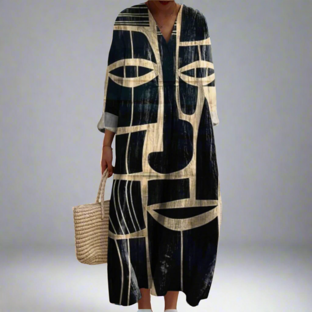 LORNA | ABSTRACT FACE MAXI DRESS