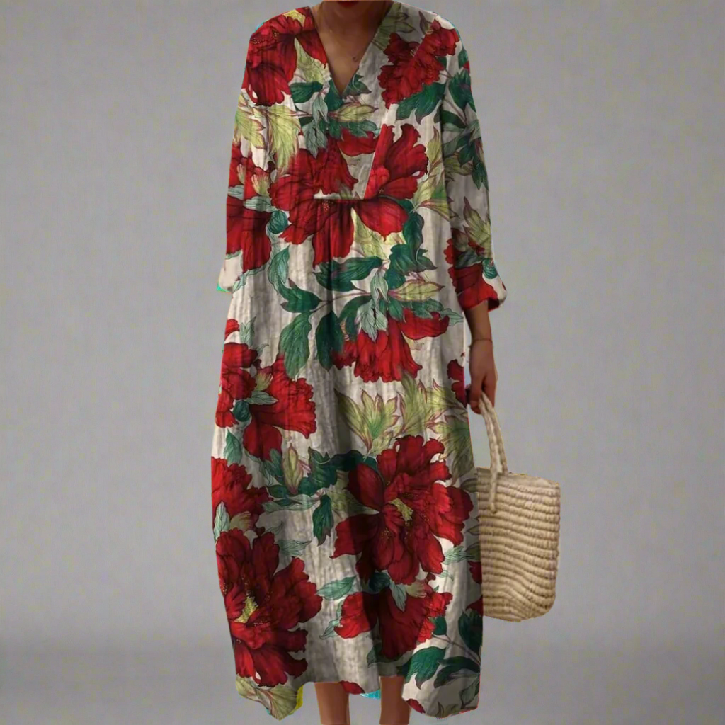 MARTINA | RED FLORAL MAXI DRESS
