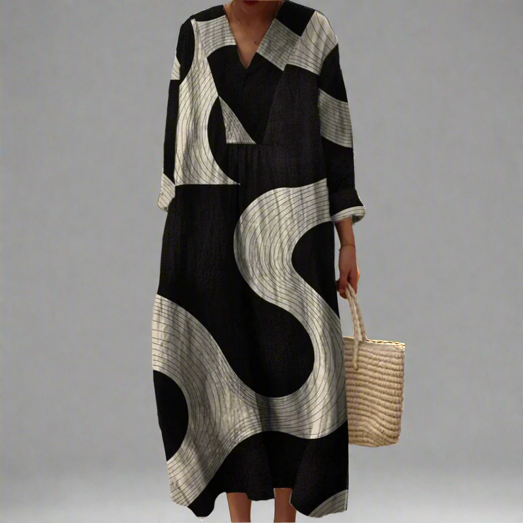 CLAUDINE | ABSTRACT WAVE MAXI DRESS