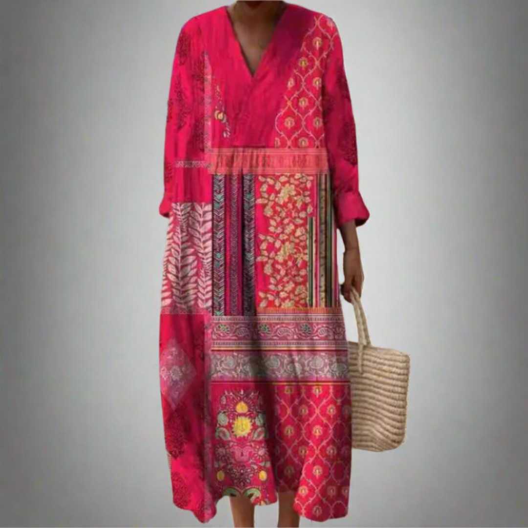 AMARA | PINK PATCHWORK MAXI DRESS