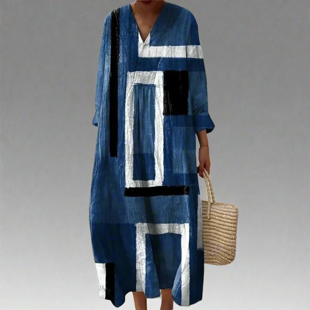 ALINA | NAVY ABSTRACT MAXI DRESS