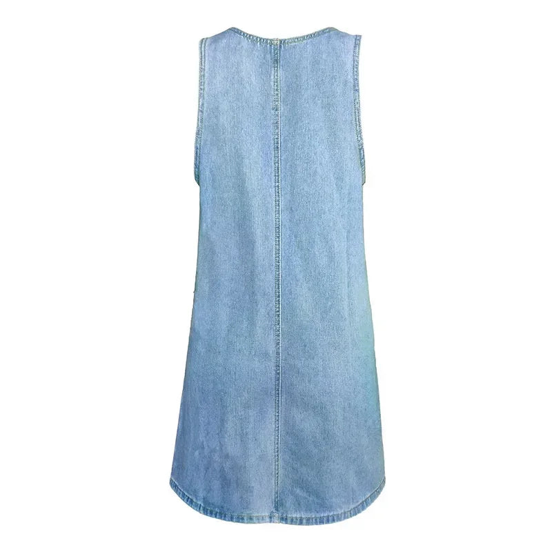 JEMMA | SLEEVELESS POCKET DENIM DRESS
