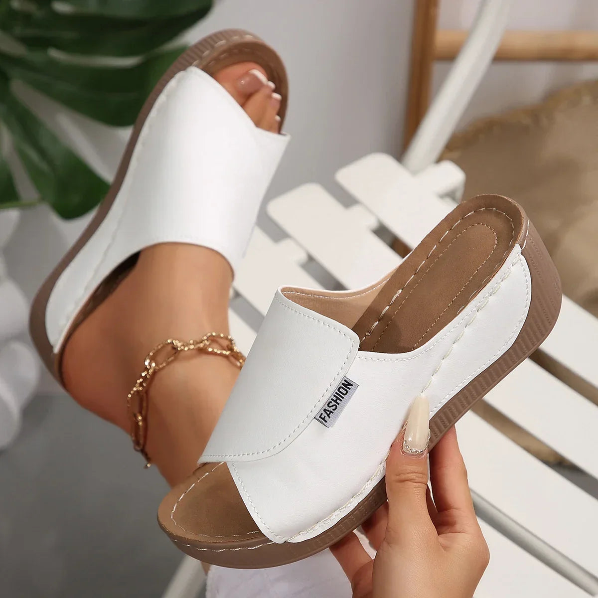 SELENA | OPEN-TOE SLIDE SANDALS