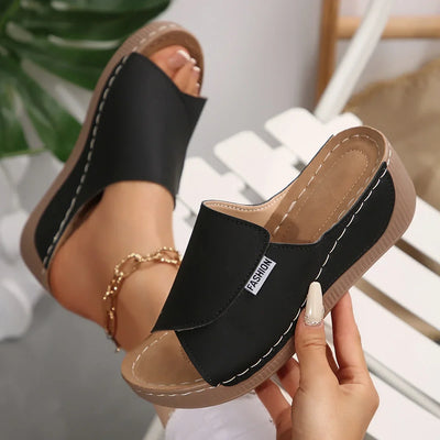SELENA | OPEN-TOE SLIDE SANDALS