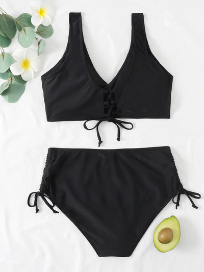 VIONA | LACE-UP CROP BIKINI SET