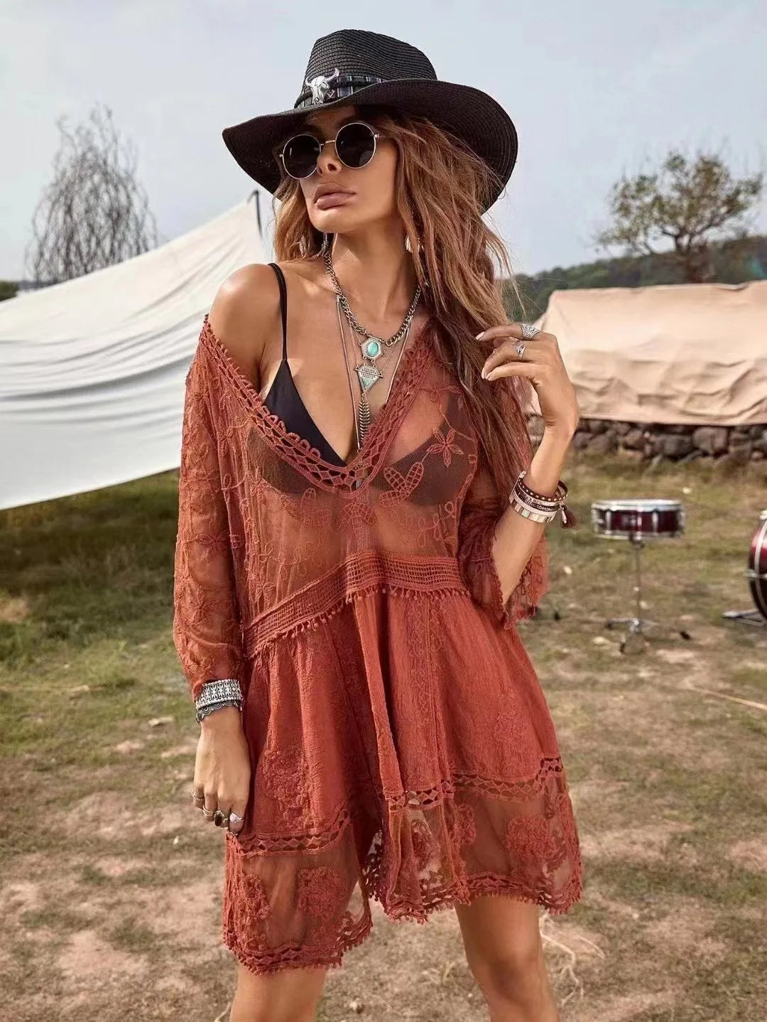 NAOMI | LACE TRIM BEACH DRESS