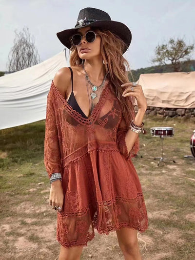 NAOMI | LACE TRIM BEACH DRESS