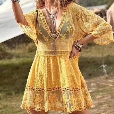 NAOMI | LACE TRIM BEACH DRESS