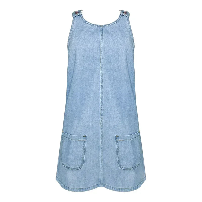 JEMMA | SLEEVELESS POCKET DENIM DRESS
