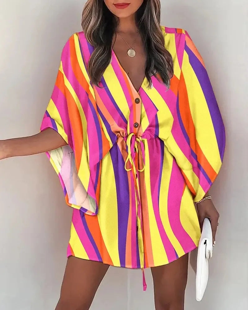 SIENNA | BRIGHT BUTTON BEACH DRESS