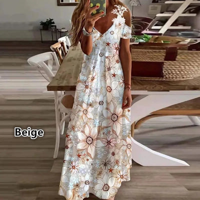 NADYA | FLORAL COLD-SHOULDER MAXI