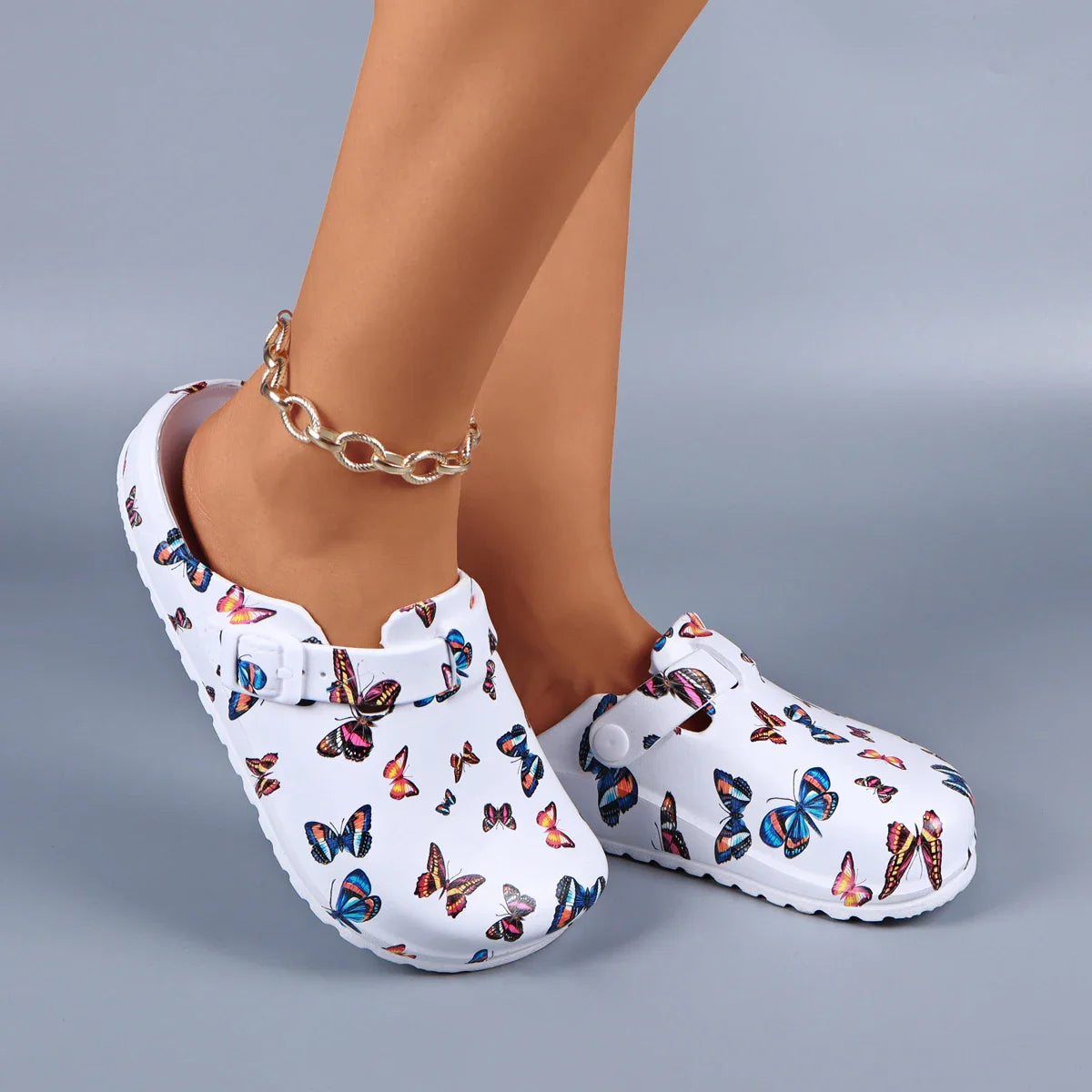 RAQUEL | BUTTERFLY PRINT GARDEN CLOGS