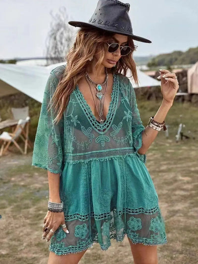 NAOMI | LACE TRIM BEACH DRESS