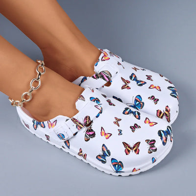 RAQUEL | BUTTERFLY PRINT GARDEN CLOGS