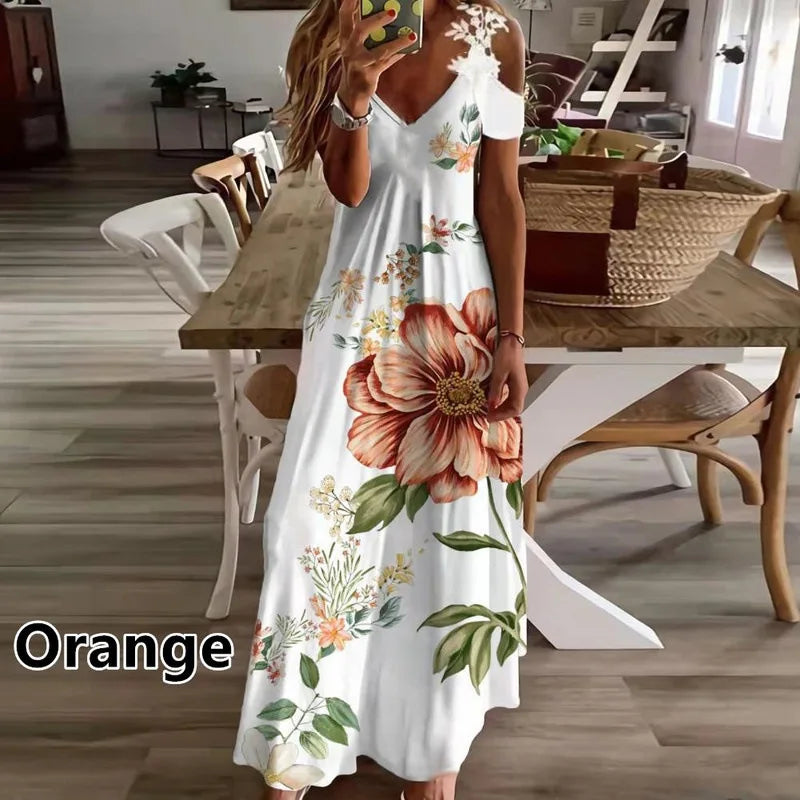 NADYA | FLORAL COLD-SHOULDER MAXI
