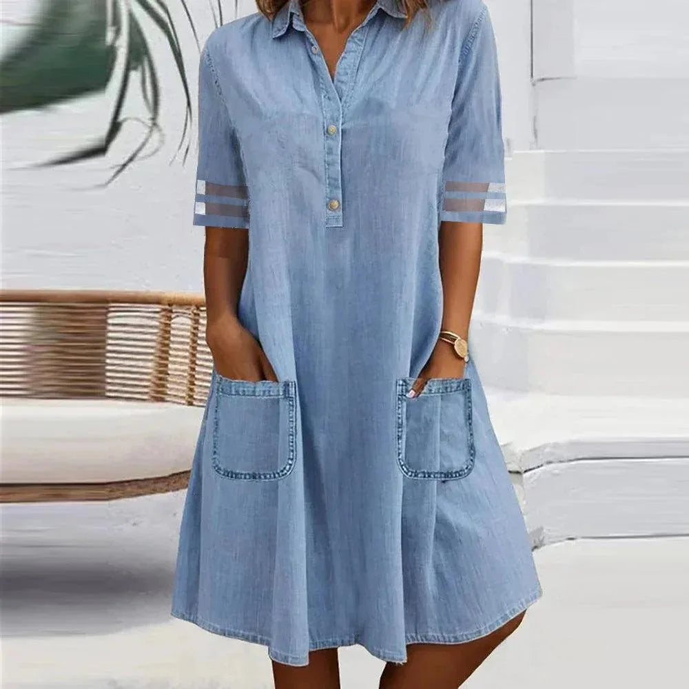 HOLLY | POCKET FRONT DENIM DRESS