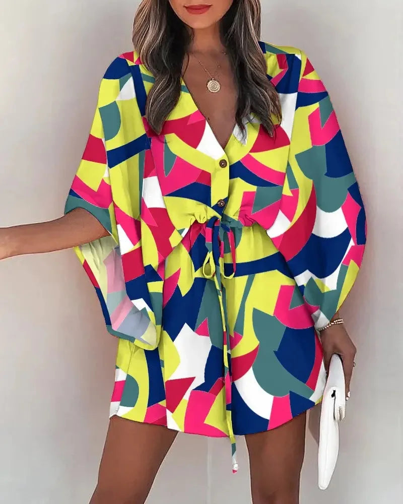 SIENNA | BRIGHT BUTTON BEACH DRESS