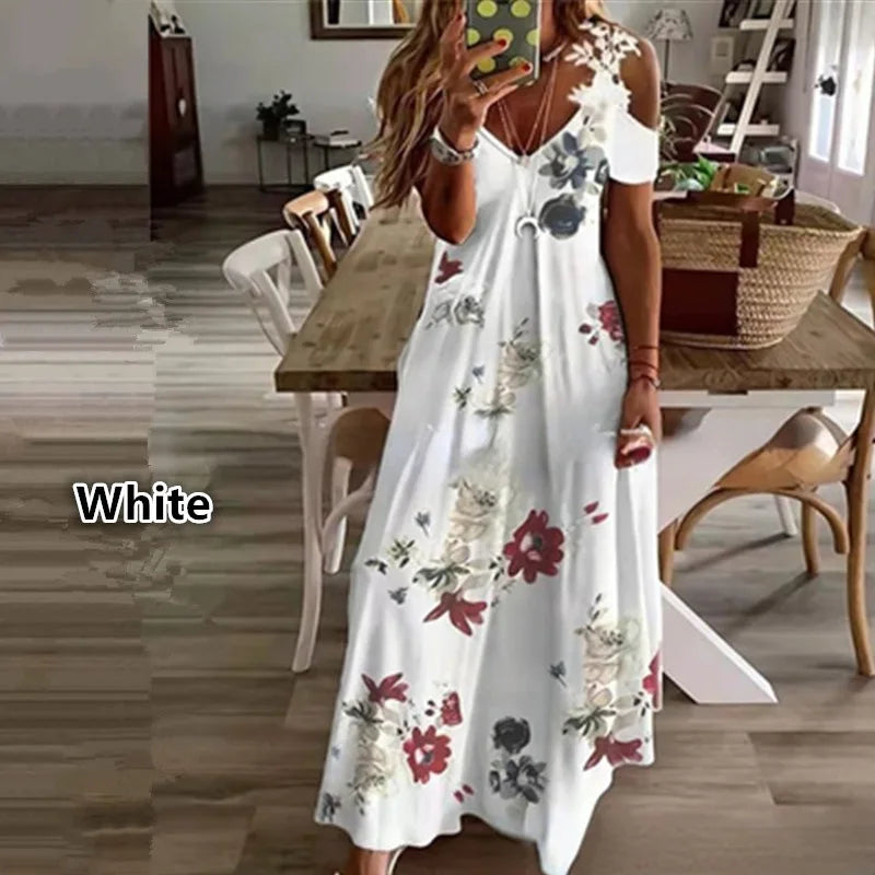 NADYA | FLORAL COLD-SHOULDER MAXI