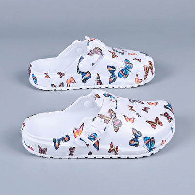 RAQUEL | BUTTERFLY PRINT GARDEN CLOGS