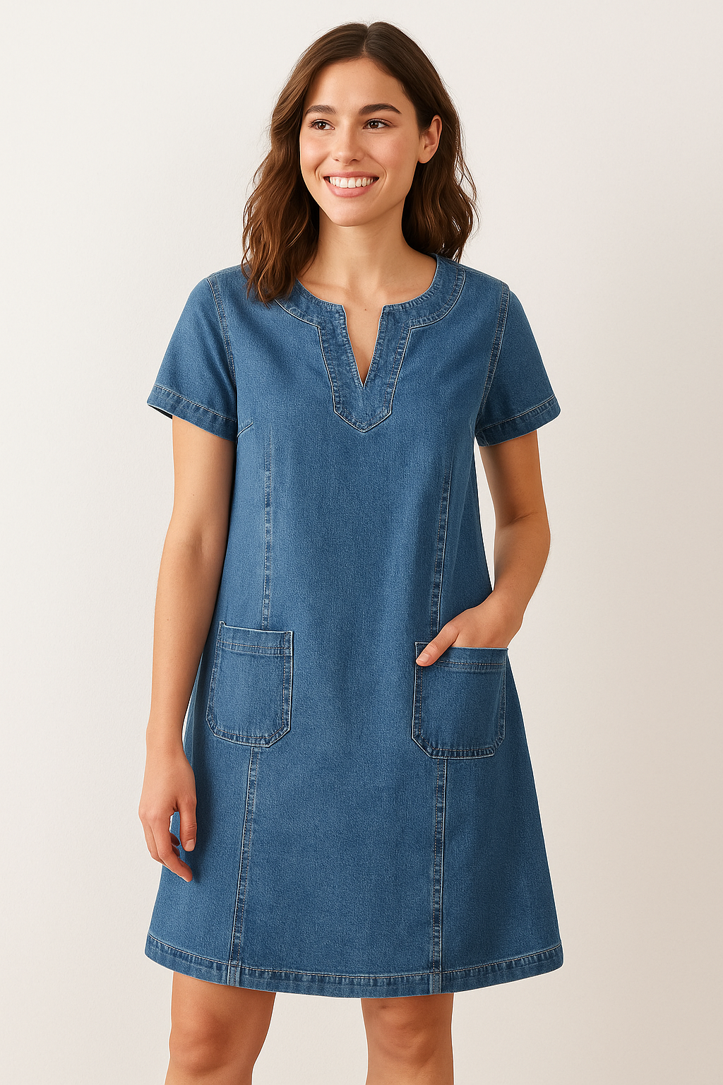 JUVY | EMBROIDERED DENIM DRESS