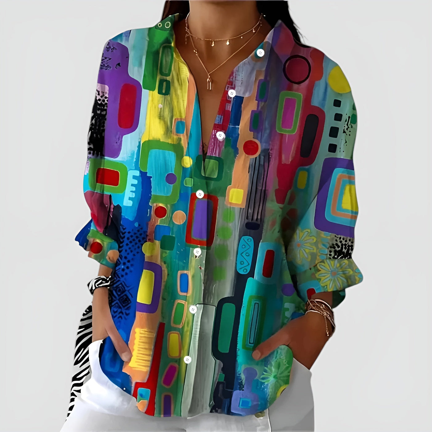 ZARIA | ABSTRACT COLOR BLOUSE