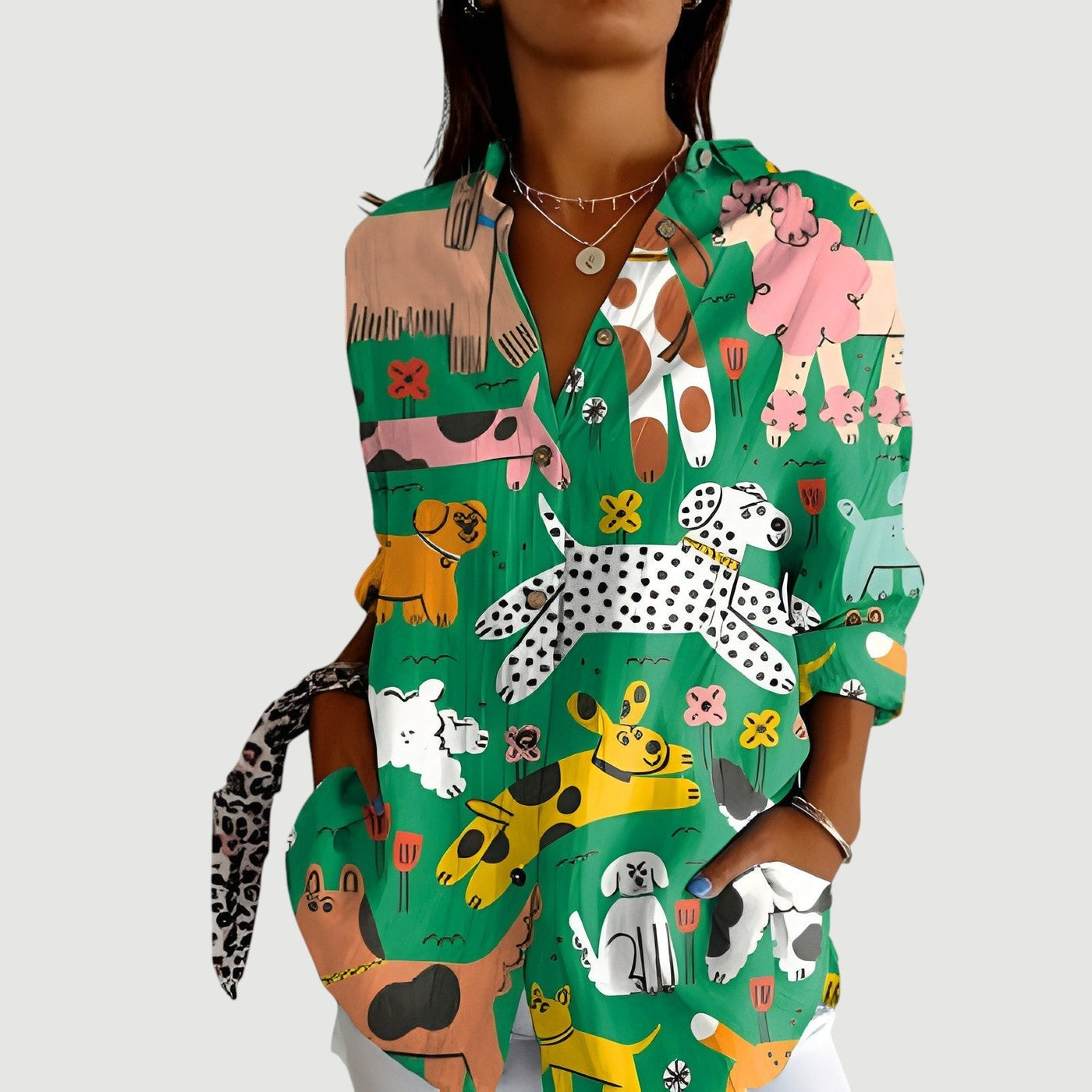 HARLOW | GREEN DOG BLOUSE
