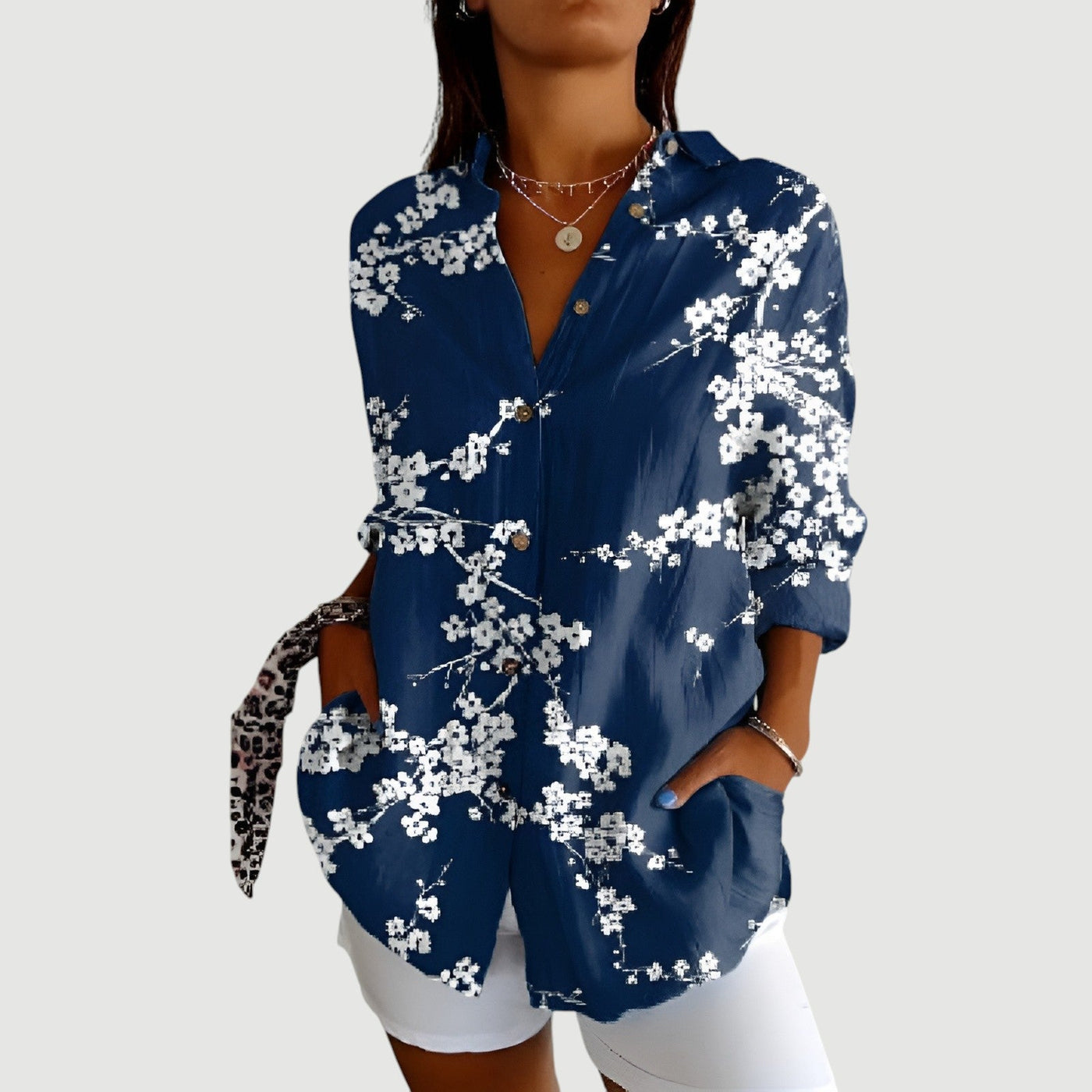 NAOMI | NAVY BLOSSOM BLOUSE