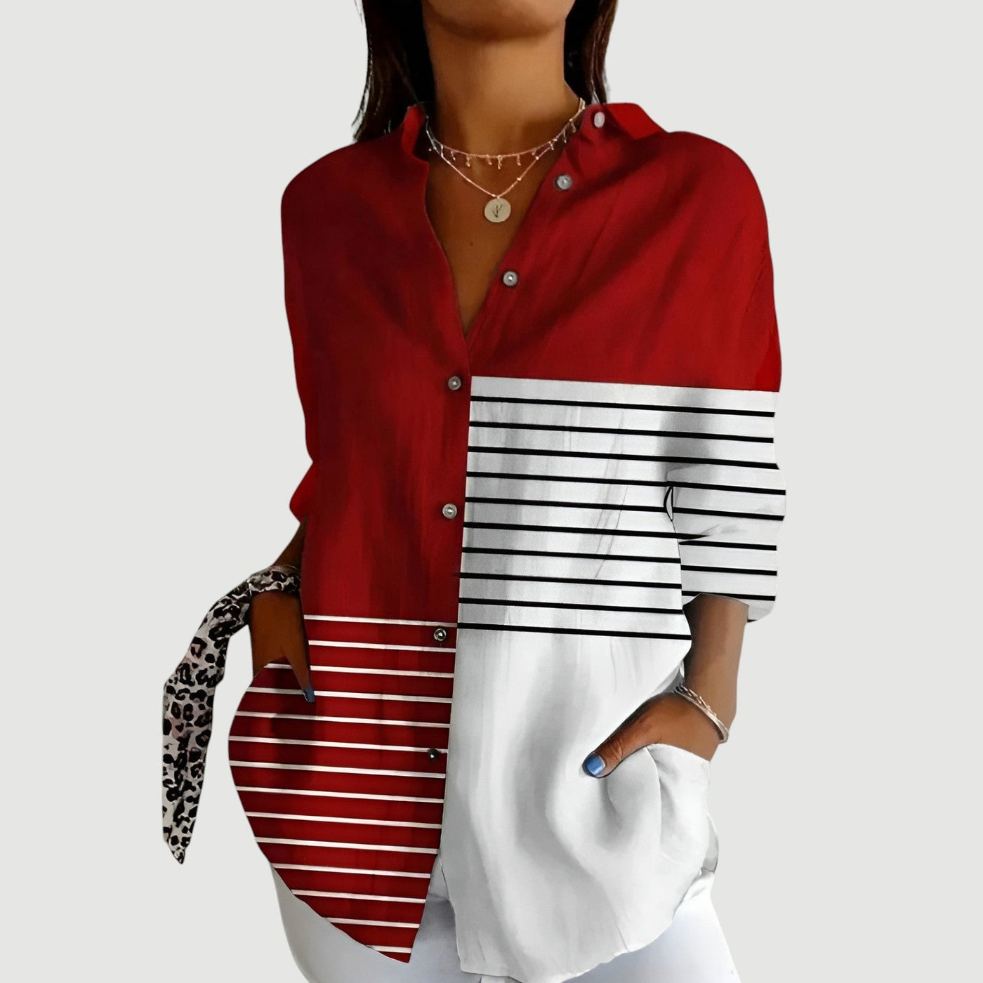 LEONA | STRIPED BLOCK BLOUSE