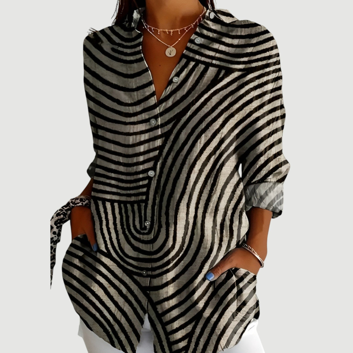 EDINA | OPTIC STRIPE BLOUSE