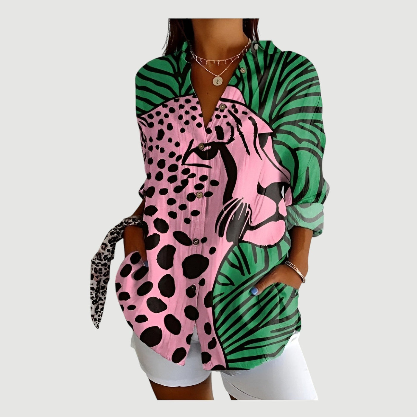 DAKOTA | PINK LEOPARD BLOUSE