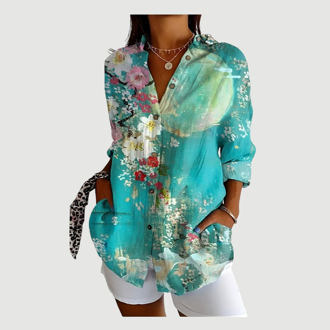 SYLVIE | TEAL GARDEN BLOUSE
