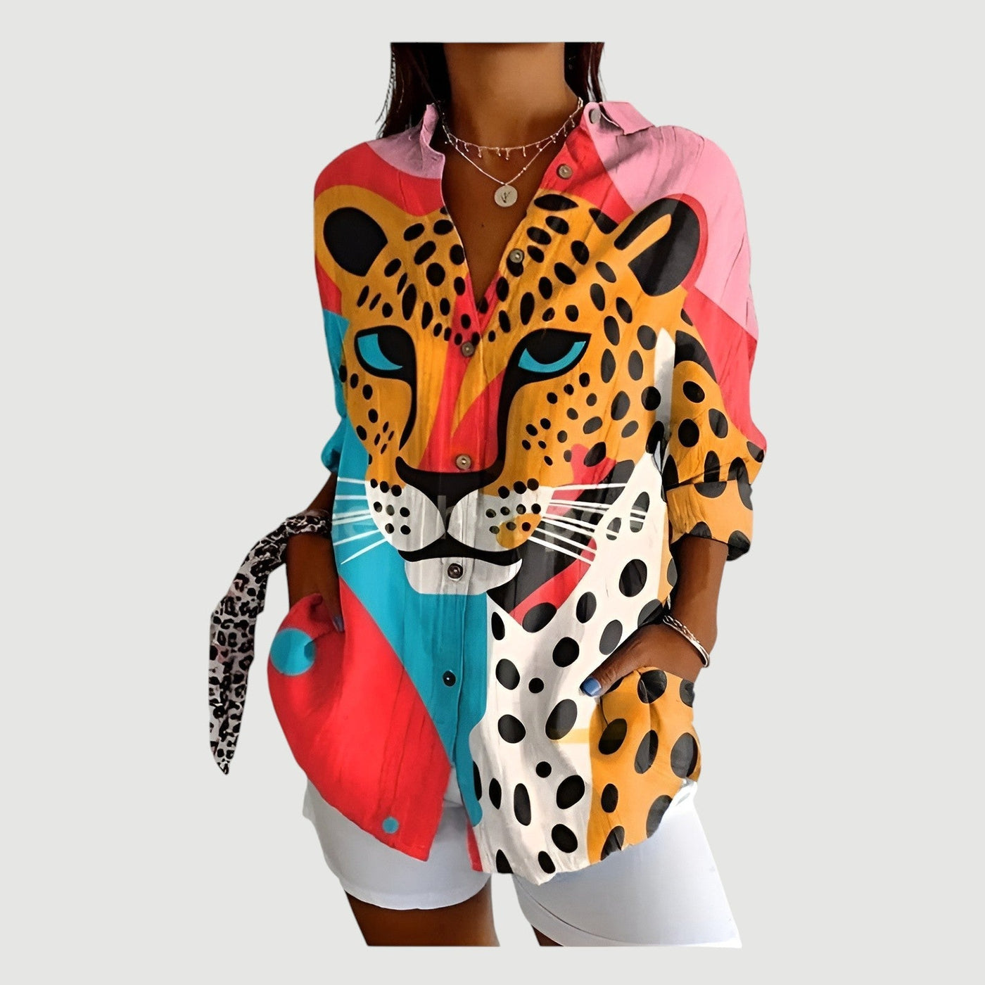 ZARA | COLORBLOCK LEOPARD BLOUSE